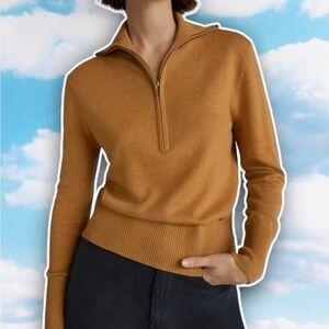 NWT EVERLANE The Luxe Merino Half-Zip Sweater Preppy Wool Yak Hair Cozy Layering
